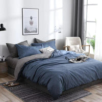 HKM-228947 Antibacterial Ramie Geometric Quilt Duvet Cover Set with 2 Pillow Cases, Multiple Sizes Available