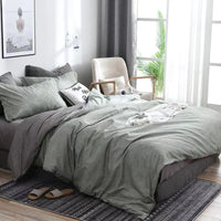 HKM-228947 Antibacterial Ramie Geometric Quilt Duvet Cover Set with 2 Pillow Cases, Multiple Sizes Available