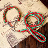 HKM-229011 Durable Nylon Dog Leash with P-Chain for Medium to Large Breeds - Soft Fabric, Two-Color Design, 130CM Length