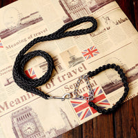 HKM-229011 Durable Nylon Dog Leash with P-Chain for Medium to Large Breeds - Soft Fabric, Two-Color Design, 130CM Length