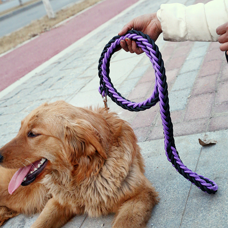 HKM-229011 Durable Nylon Dog Leash with P-Chain for Medium to Large Breeds - Soft Fabric, Two-Color Design, 130CM Length
