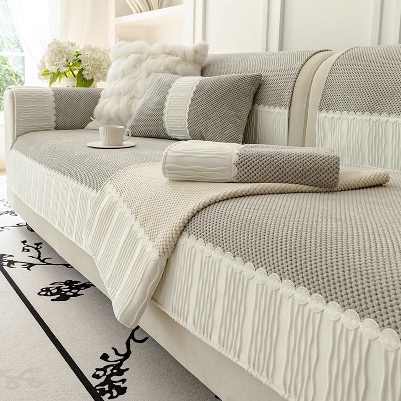 HKM-229075 Universal Leather Sofa Cover in Plush Material – Solid Color Options Available