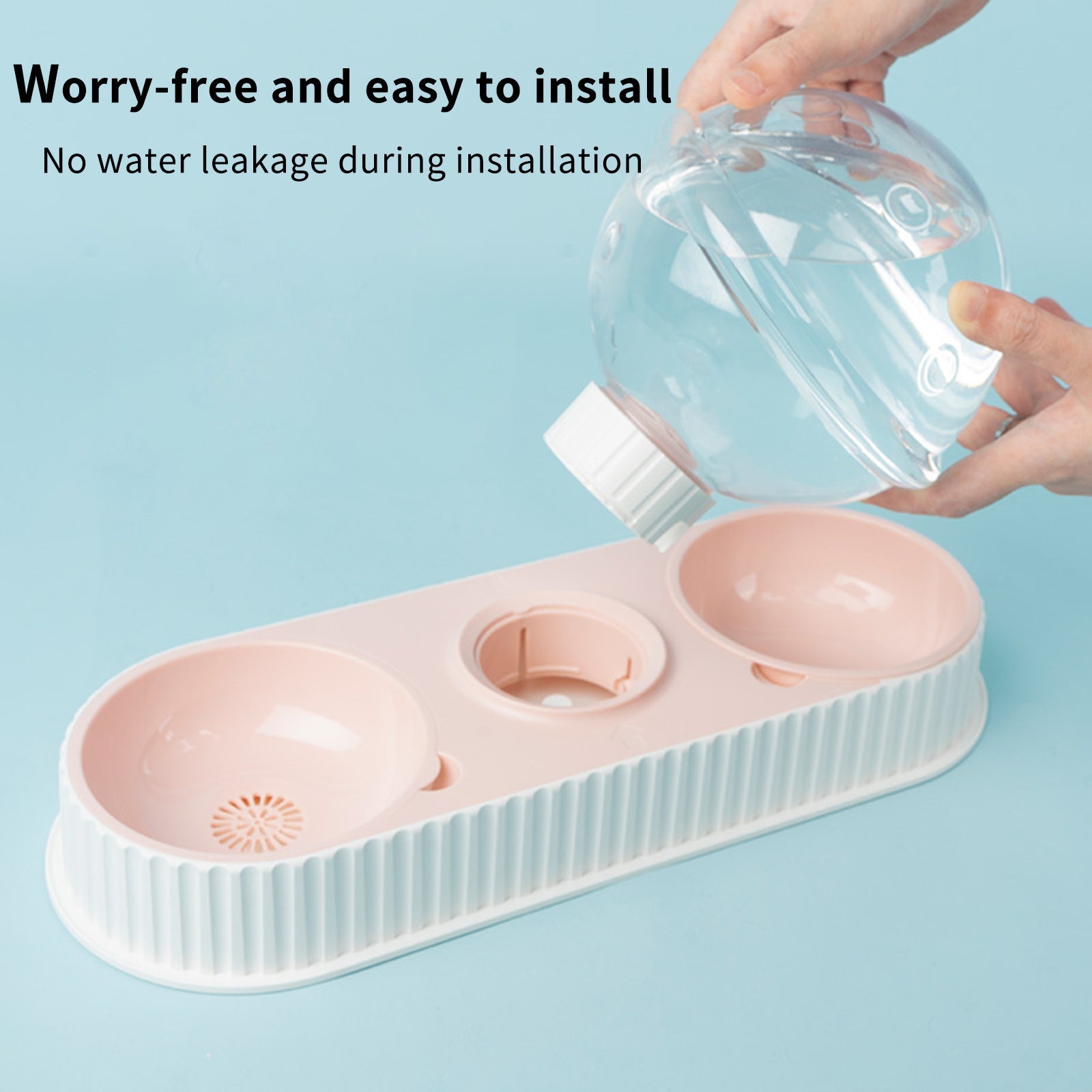 HKM-229203 Automatic Pet Water Feeder with Dual Dishes - 2.8L Large Capacity for Cats and Dogs