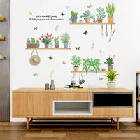 HKM-229267 Removable Plant-Themed Wall Stickers - Flowers, Grass, Leaves Design