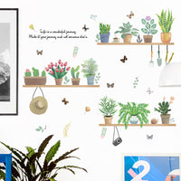 HKM-229267 Removable Plant-Themed Wall Stickers - Flowers, Grass, Leaves Design
