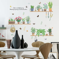 HKM-229267 Removable Plant-Themed Wall Stickers - Flowers, Grass, Leaves Design