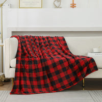 HKM-229331 Double-Sided Red and Black Plaid Flannel Blanket for All Seasons - Available in 150x200cm and 180x200cm