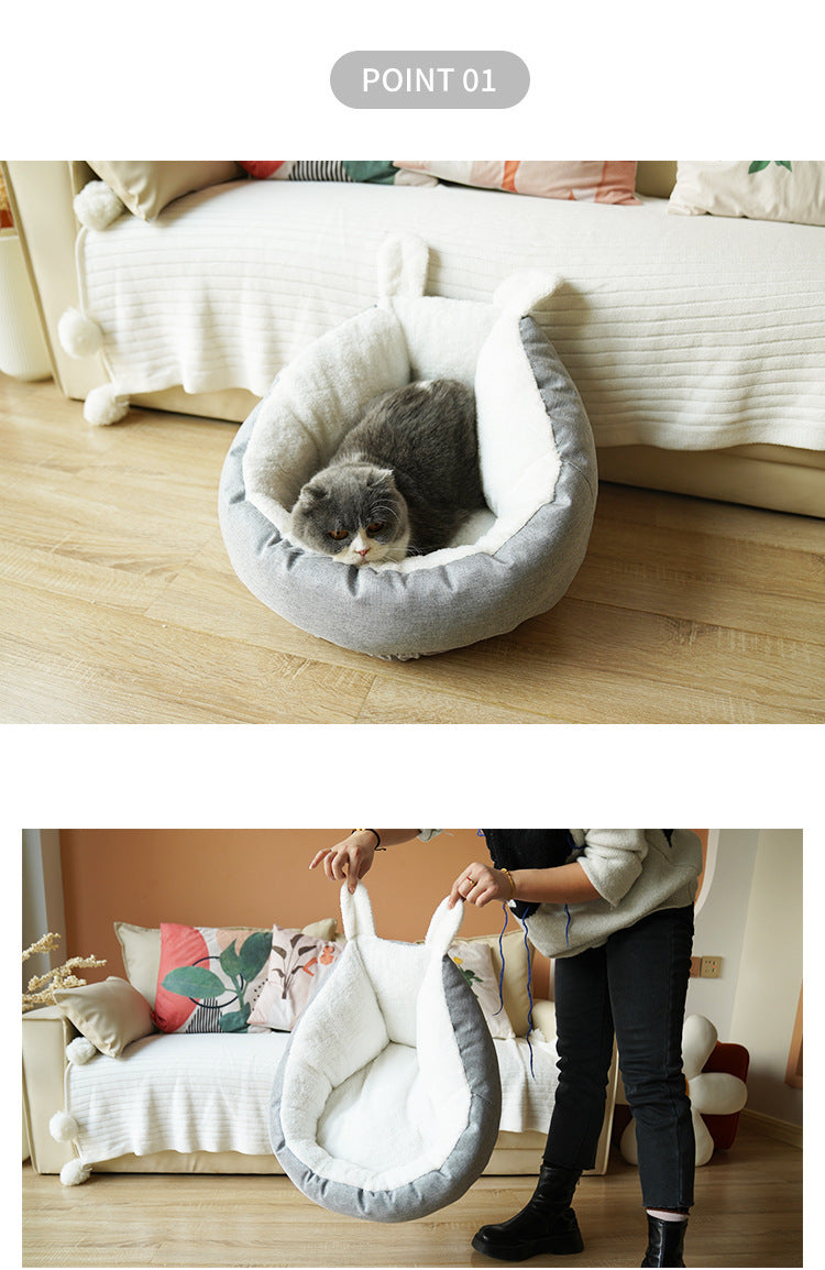 HKM-229459 Cozy Gray Enclosed Space Capsule Cat House for Comfort and Privacy