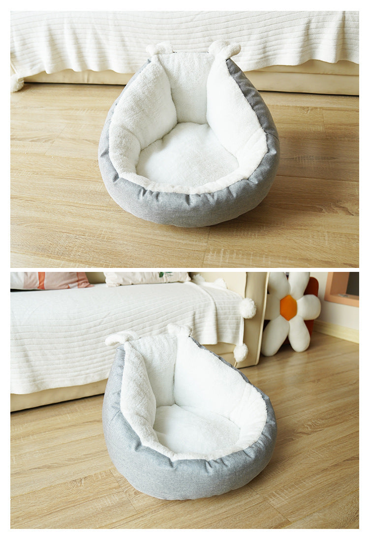 HKM-229459 Cozy Gray Enclosed Space Capsule Cat House for Comfort and Privacy