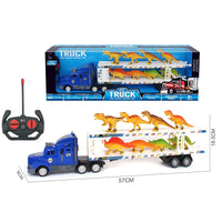 HKM-229587 Double Decker RC Container Truck Toy with 6 Inertial Vehicles - 4CH Remote Control Car for Ages 5 and Up