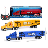 HKM-229587 Double Decker RC Container Truck Toy with 6 Inertial Vehicles - 4CH Remote Control Car for Ages 5 and Up