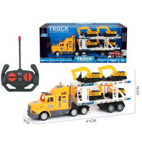 HKM-229587 Double Decker RC Container Truck Toy with 6 Inertial Vehicles - 4CH Remote Control Car for Ages 5 and Up