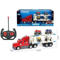HKM-229587 Double Decker RC Container Truck Toy with 6 Inertial Vehicles - 4CH Remote Control Car for Ages 5 and Up