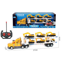 HKM-229587 Double Decker RC Container Truck Toy with 6 Inertial Vehicles - 4CH Remote Control Car for Ages 5 and Up