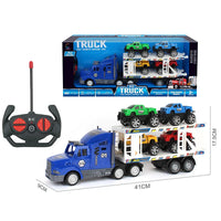 HKM-229587 Double Decker RC Container Truck Toy with 6 Inertial Vehicles - 4CH Remote Control Car for Ages 5 and Up