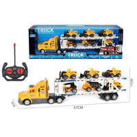 HKM-229587 Double Decker RC Container Truck Toy with 6 Inertial Vehicles - 4CH Remote Control Car for Ages 5 and Up