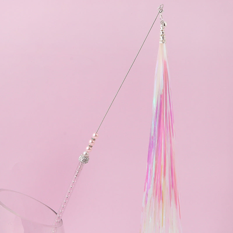 HKM-229651 Acrylic Cat Stick with Mixed Color Silky Paper Tassels - 46cm Length