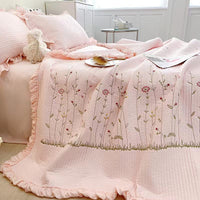 HKM-229651 Lace Embroidered Pure Cotton Summer Quilt Set in Various Sizes