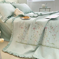 HKM-229651 Lace Embroidered Pure Cotton Summer Quilt Set in Various Sizes