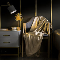HKM-229651 Silk Bedding Set in Champagne Gold - Modern Minimalist Design, Multiple Sizes Available