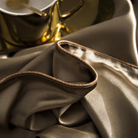 HKM-229651 Silk Bedding Set in Champagne Gold - Modern Minimalist Design, Multiple Sizes Available
