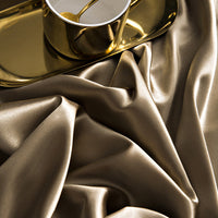 HKM-229651 Silk Bedding Set in Champagne Gold - Modern Minimalist Design, Multiple Sizes Available