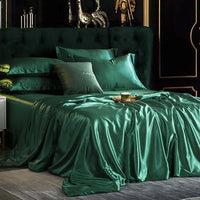 HKM-229651 Silk Bedding Set in Champagne Gold - Modern Minimalist Design, Multiple Sizes Available