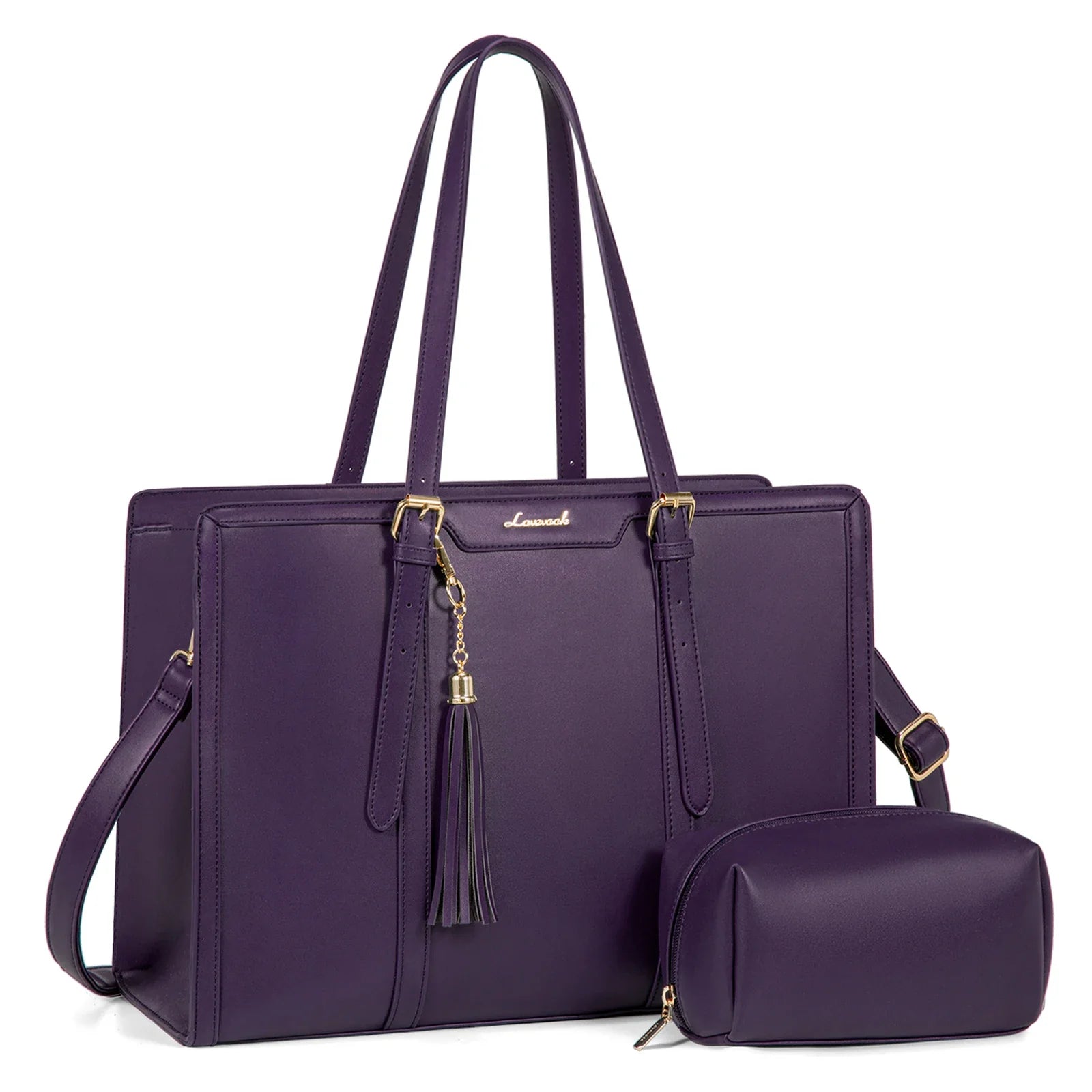 KTX-229715 Stylish 2-Piece Set PU Leather and Canvas Tote Bag for School, Shopping, and Casual Use, Versatile Crossbody and Shoulder Design for Women