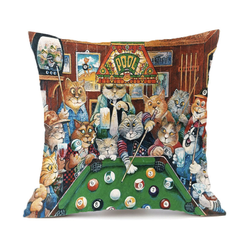 HKM-229715 Wolf Theme Polyester Cushion Cover for Sofa and Car, Linen Fabric, 45x45cm
