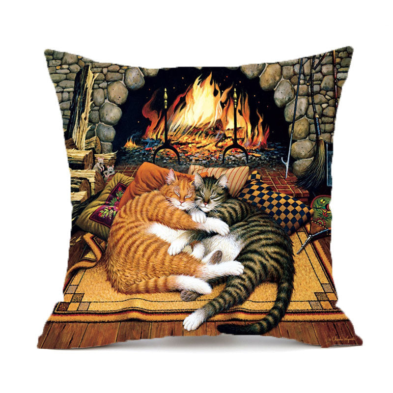HKM-229715 Wolf Theme Polyester Cushion Cover for Sofa and Car, Linen Fabric, 45x45cm