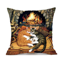 HKM-229715 Wolf Theme Polyester Cushion Cover for Sofa and Car, Linen Fabric, 45x45cm