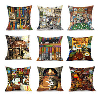 HKM-229715 Wolf Theme Polyester Cushion Cover for Sofa and Car, Linen Fabric, 45x45cm