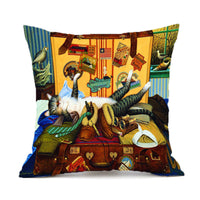 HKM-229715 Wolf Theme Polyester Cushion Cover for Sofa and Car, Linen Fabric, 45x45cm