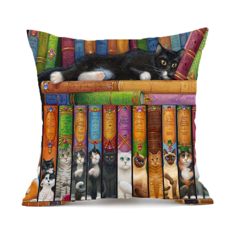 HKM-229715 Wolf Theme Polyester Cushion Cover for Sofa and Car, Linen Fabric, 45x45cm