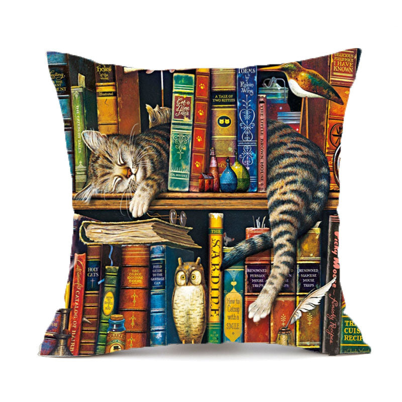 HKM-229715 Wolf Theme Polyester Cushion Cover for Sofa and Car, Linen Fabric, 45x45cm