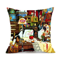 HKM-229715 Wolf Theme Polyester Cushion Cover for Sofa and Car, Linen Fabric, 45x45cm