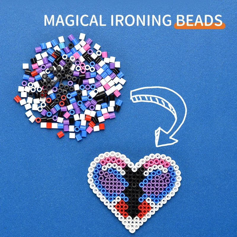 HKM-229907 DIY Ironing Beads Craft Kit for Kids - 5mm Fuse Beads Set for Creative 3D Puzzle Activities