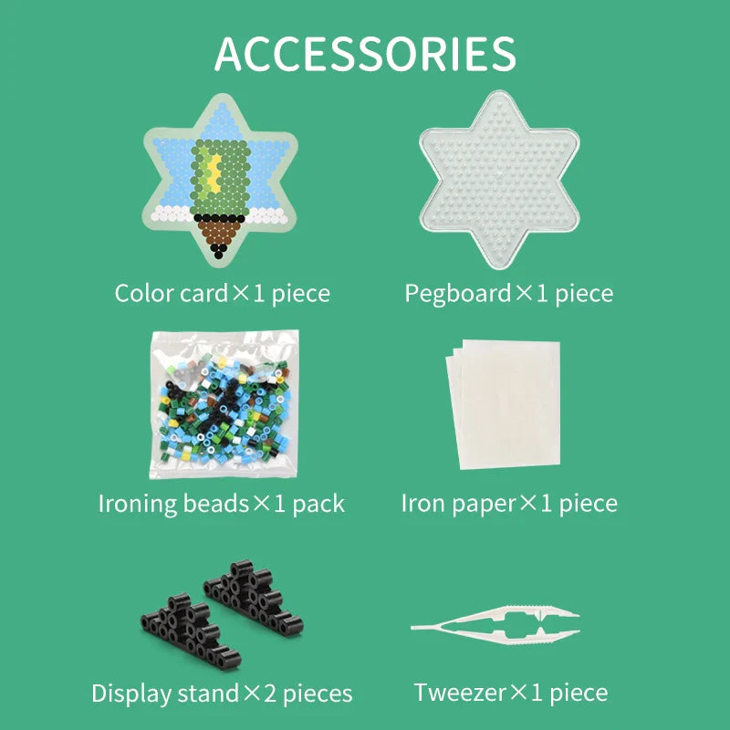 HKM-229907 DIY Ironing Beads Craft Kit for Kids - 5mm Fuse Beads Set for Creative 3D Puzzle Activities