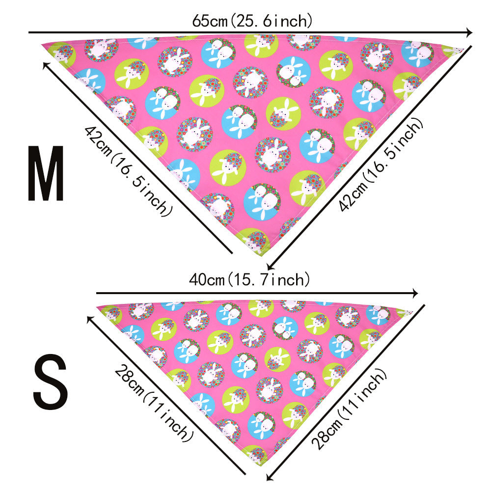 HKM-230035 Easter-Themed Triangle Scarf for Medium to Large Dogs - Stylish Pet Towel in Fun Designs