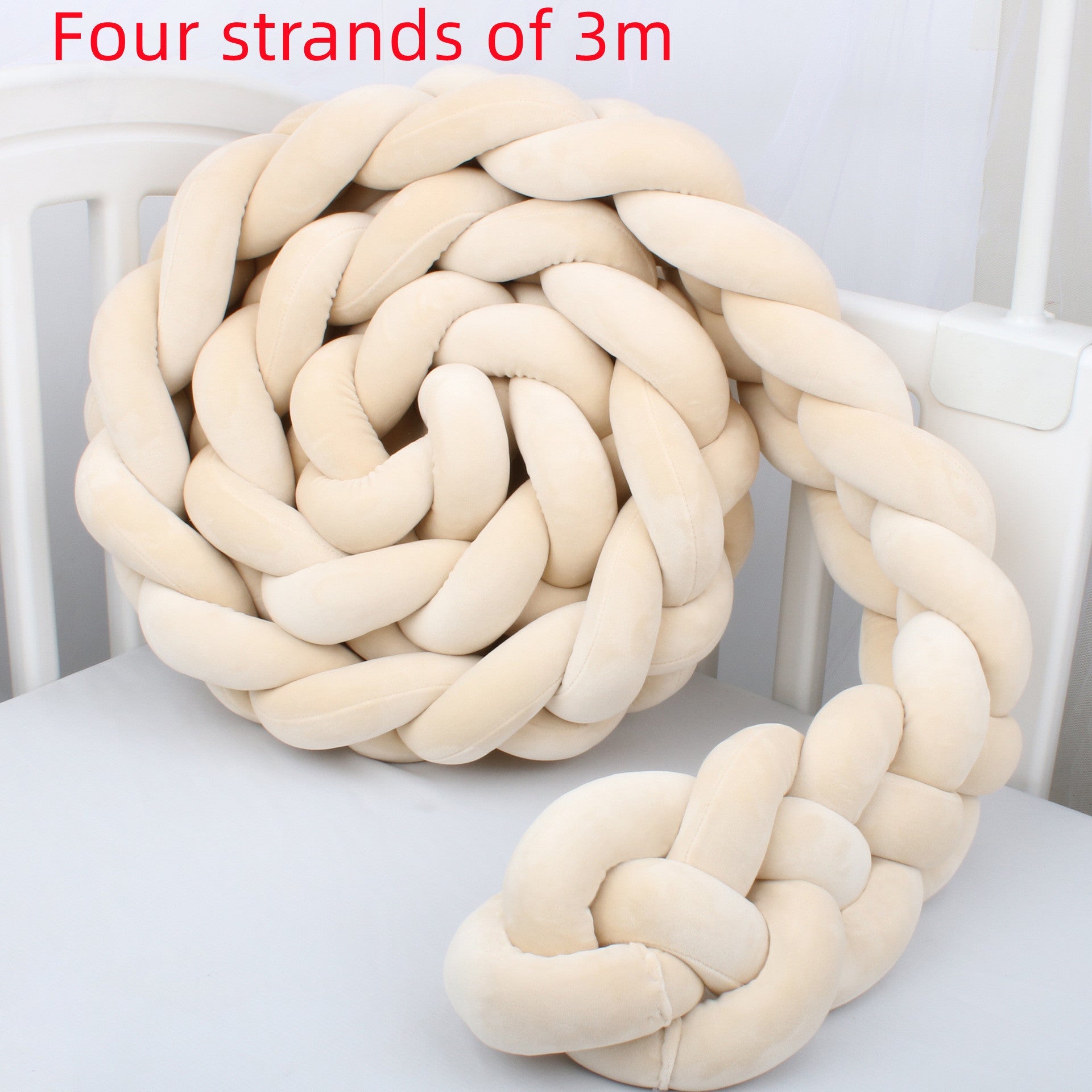 HKM-230099 Braided Crib Bumper Knot Pillow Cushion - Multi-Use Bedding Decor for Babies