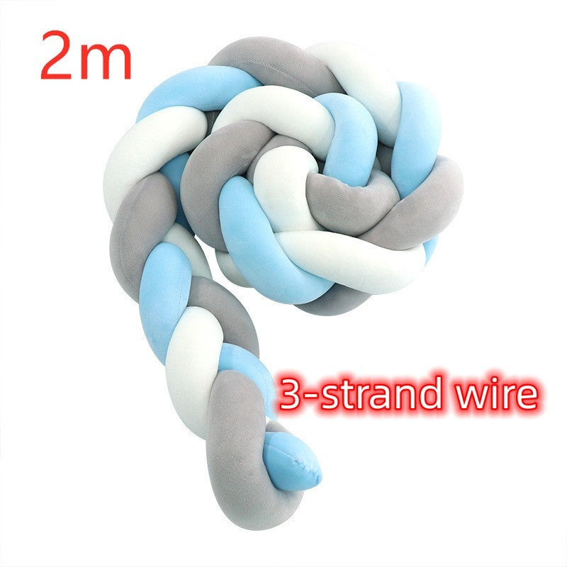HKM-230099 Braided Crib Bumper Knot Pillow Cushion - Multi-Use Bedding Decor for Babies