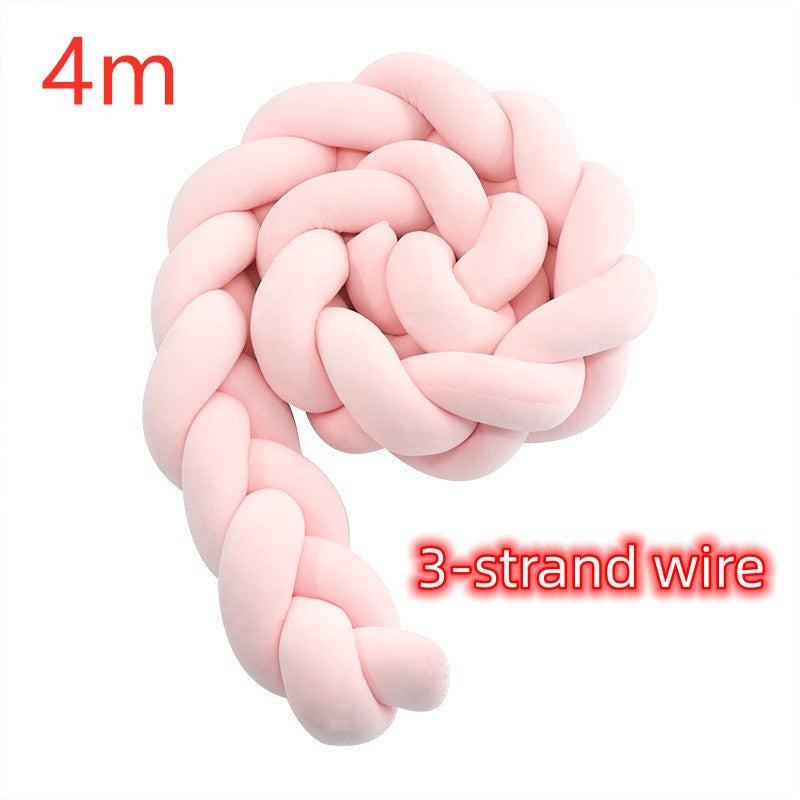 HKM-230099 Braided Crib Bumper Knot Pillow Cushion - Multi-Use Bedding Decor for Babies