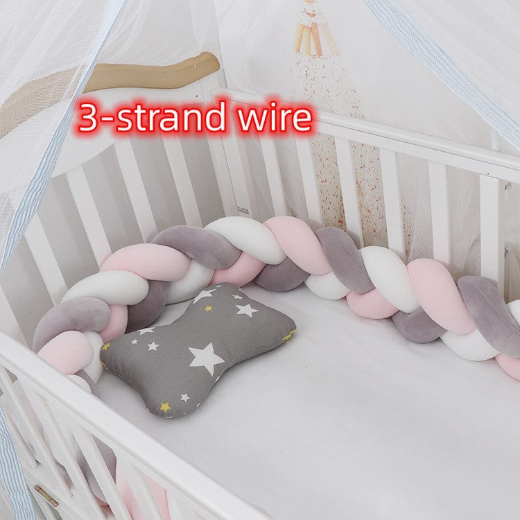 HKM-230099 Braided Crib Bumper Knot Pillow Cushion - Multi-Use Bedding Decor for Babies