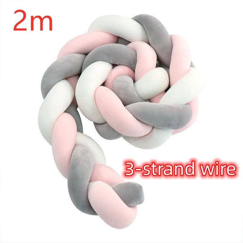 HKM-230099 Braided Crib Bumper Knot Pillow Cushion - Multi-Use Bedding Decor for Babies