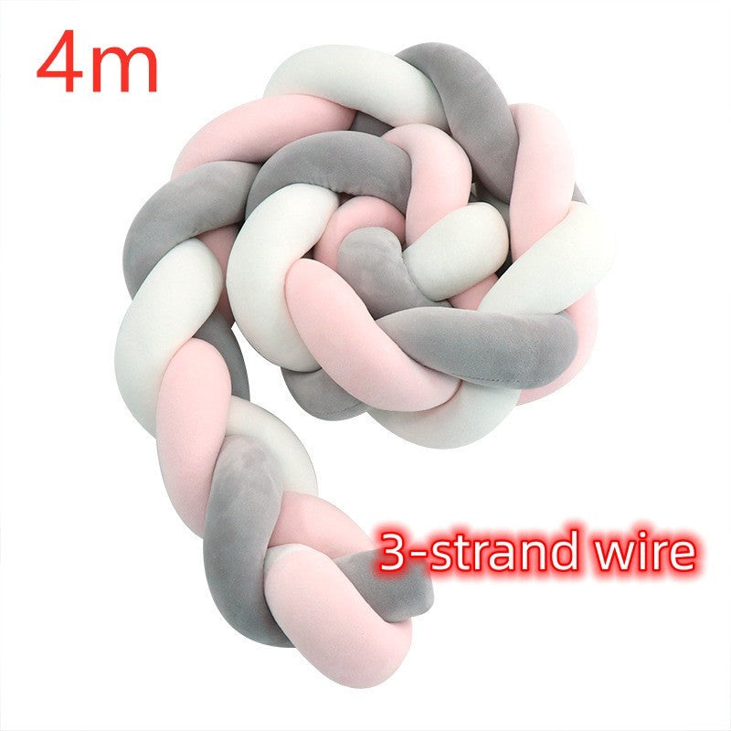 HKM-230099 Braided Crib Bumper Knot Pillow Cushion - Multi-Use Bedding Decor for Babies