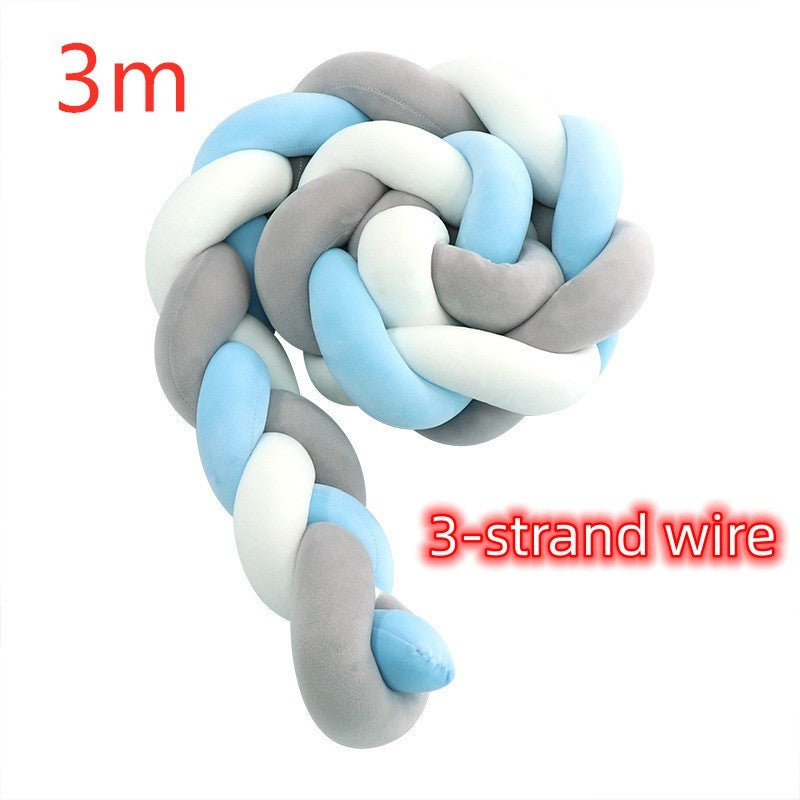 HKM-230099 Braided Crib Bumper Knot Pillow Cushion - Multi-Use Bedding Decor for Babies