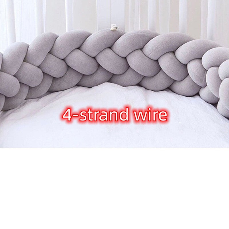 HKM-230099 Braided Crib Bumper Knot Pillow Cushion - Multi-Use Bedding Decor for Babies