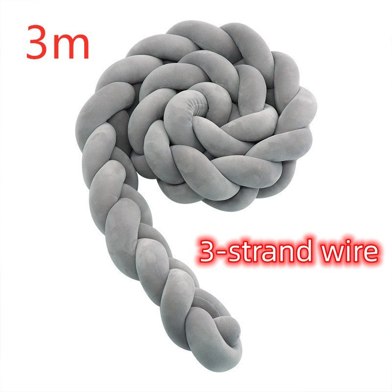 HKM-230099 Braided Crib Bumper Knot Pillow Cushion - Multi-Use Bedding Decor for Babies