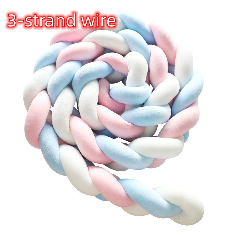 HKM-230099 Braided Crib Bumper Knot Pillow Cushion - Multi-Use Bedding Decor for Babies