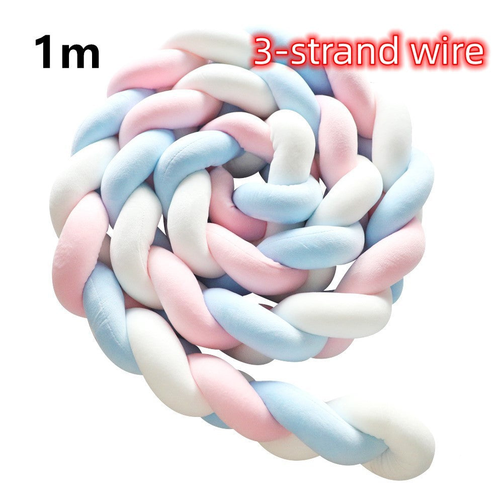 HKM-230099 Braided Crib Bumper Knot Pillow Cushion - Multi-Use Bedding Decor for Babies